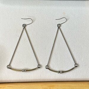 Handmade Elegant Silver & Brass Triangle Earrings